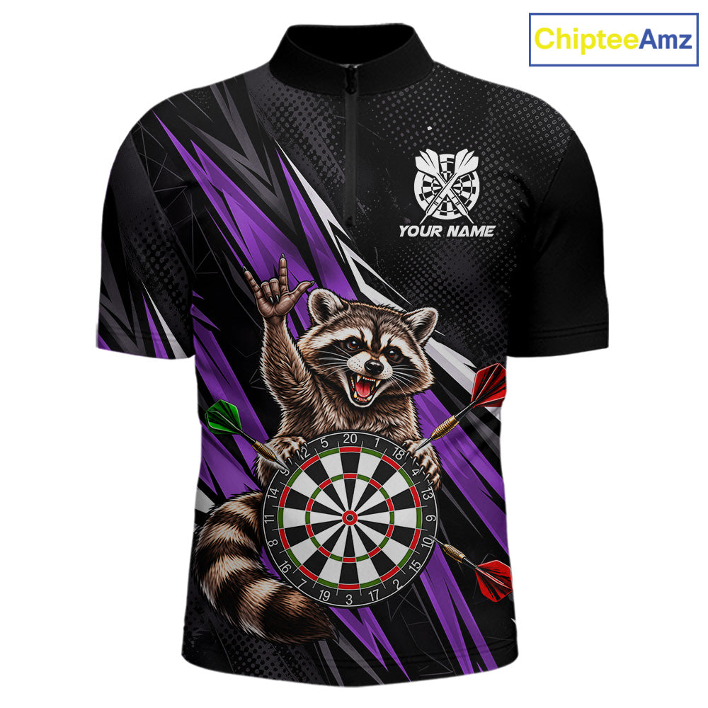 Custom Purple Funny Raccoon Dart Shirts for Men Dart Team Jerseys Dartboard Outfit League NNT353