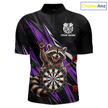 Custom Purple Funny Raccoon Dart Shirts for Men Dart Team Jerseys Dartboard Outfit League NNT353