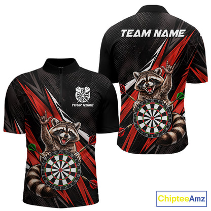 Custom Red Funny Raccoon Dart Shirts for Men Dart Team Jerseys Dartboard Outfit League NNT353