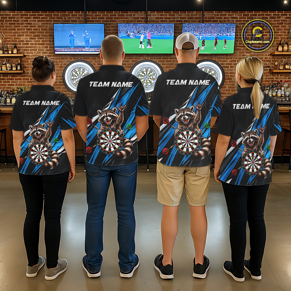 Custom Turquoise Funny Raccoon Dart Shirts for Women Dart Team Jerseys Dartboard Outfit League NNT353