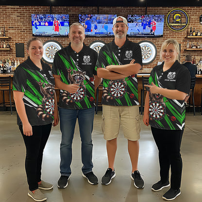 Custom Green Funny Raccoon Dart Shirts for Women Dart Team Jerseys Dartboard Outfit League NNT353
