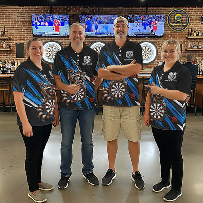 Custom Turquoise Funny Raccoon Dart Shirts for Women Dart Team Jerseys Dartboard Outfit League NNT353