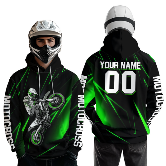 Custom Green Youth Motocross Jersey Hoodie Kid Men Women Dirt Bike Motorcycle Hoodie HOT36