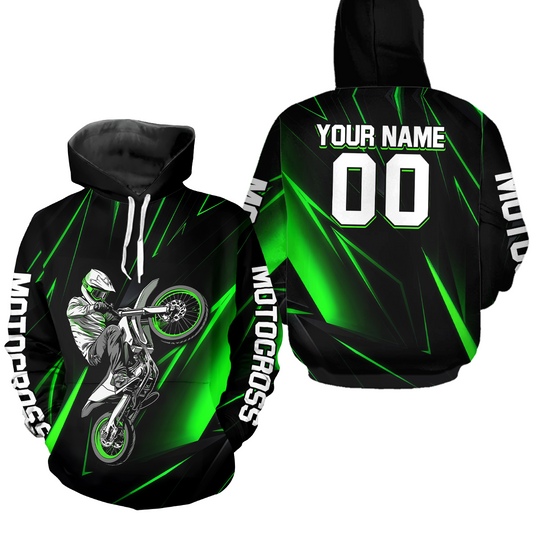 Custom Green Youth Motocross Jersey Hoodie Kid Men Women Dirt Bike Motorcycle Hoodie HOT36
