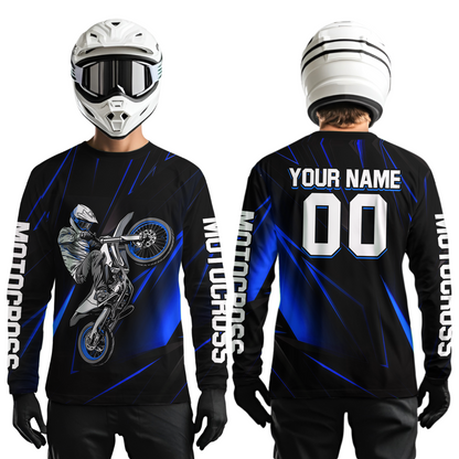 Blue Youth MX Motocross Jersey Custom Motocycle Shirts Men Women Kid UPF30+ DNT41