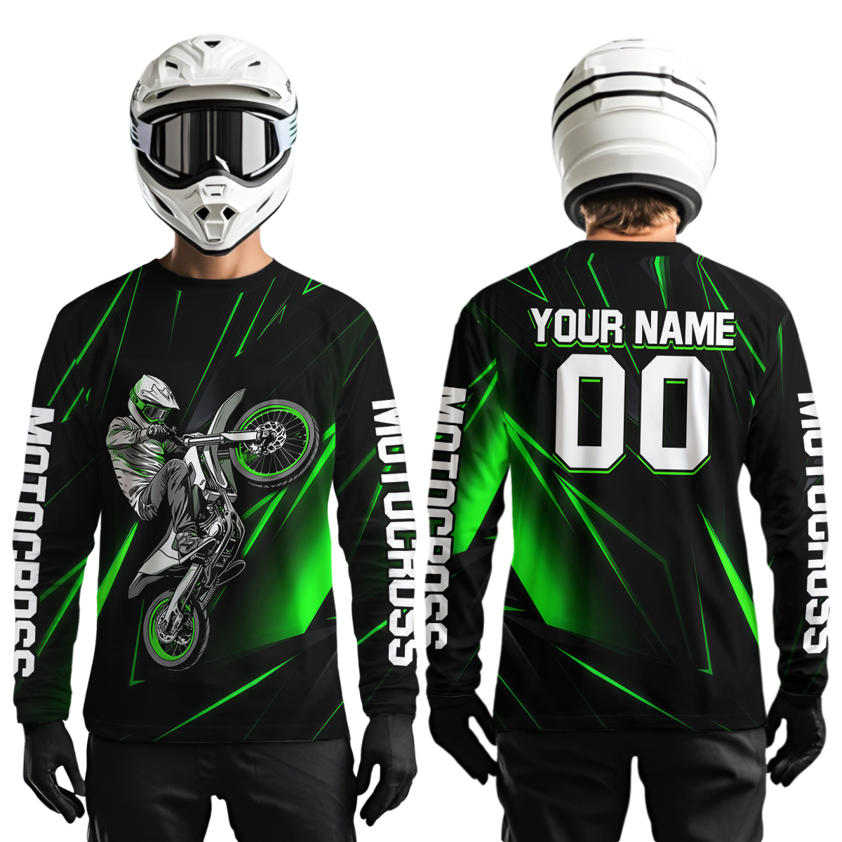 Green Youth MX Motocross Jersey Custom Motocycle Shirts Men Women Kid UPF30+ DNT41