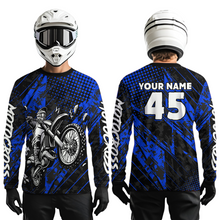 Load image into Gallery viewer, Custom Blue Motocross Jersey Racing for Men Women Kid Motocycle Shirts UPF30+ DNT44