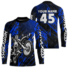 Load image into Gallery viewer, Custom Blue Motocross Jersey Racing for Men Women Kid Motocycle Shirts UPF30+ DNT44