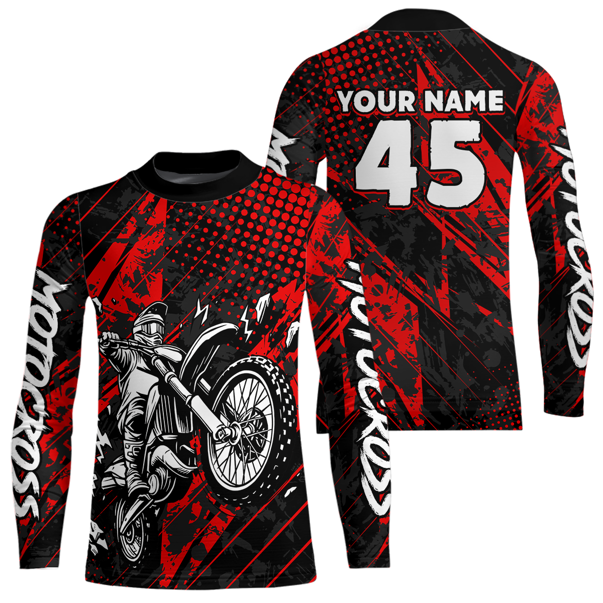 Custom Red Motocross Jersey Racing for Men Women Kid Motocycle Shirts UPF30+ DNT44