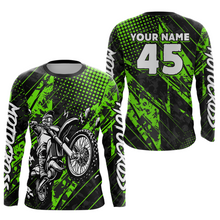 Load image into Gallery viewer, Custom Green Motocross Jersey Racing for Men Women Kid Motocycle Shirts UPF30+ DNT44