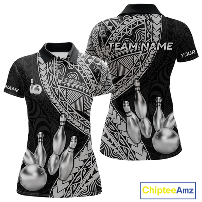 Black and White Tribal Pattern Bowling Jersey for Women Bowling Uniform Bowling Team Shirts HNT225