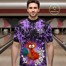 Load image into Gallery viewer, Purple Funny Chicken Bowling Jersey for Men Bowling League Bowling Team Shirts Polo &amp; 1/4 Zip HN232