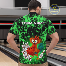 Load image into Gallery viewer, Green Funny Chicken Bowling Jersey for Men Bowling League Bowling Team Shirts Polo &amp; 1/4 Zip HN232