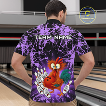 Load image into Gallery viewer, Purple Funny Chicken Bowling Jersey for Men Bowling League Bowling Team Shirts Polo &amp; 1/4 Zip HN232