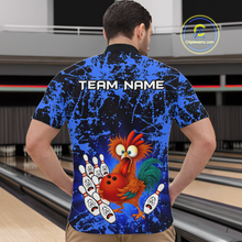 Load image into Gallery viewer, Blue Funny Chicken Bowling Jersey for Men Bowling League Bowling Team Shirts Polo &amp; 1/4 Zip HN232