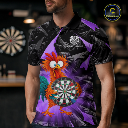 Custom Funny Purple Chicken Dart Shirts For Men Dart Board Gifts Darts Team Jerseys Dart League NNT152