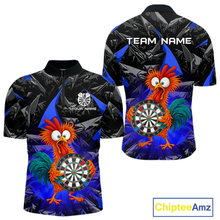 Load image into Gallery viewer, Custom Funny Blue Chicken Dart Shirts For Men Dart Board Gifts Darts Team Jerseys Dart League NNT152