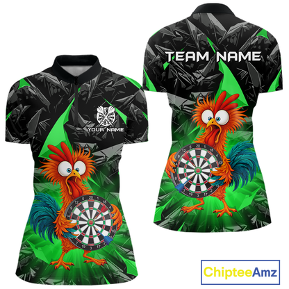 Custom Funny Green Chicken Dart Shirts For Women Dart Board Gifts Darts Team Jerseys Dart League NNT152