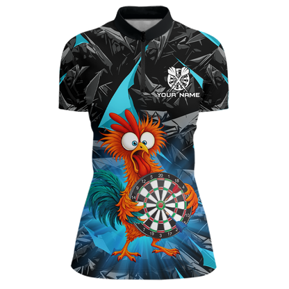 Custom Funny Turquoise Chicken Dart Shirts For Women Dart Board Gifts Darts Team Jerseys Dart League NNT152