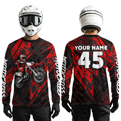 Custom Red Motocross Jersey Kid Adult Dirt Bike Off-Road Shirt Motorcycle Shirt Upf30+ DNT52