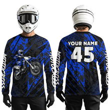 Load image into Gallery viewer, Custom Blue Motocross Jersey Kid Adult Dirt Bike Off-Road Shirt Motorcycle Shirt Upf30+ DNT52