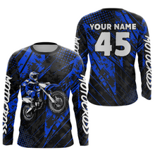 Load image into Gallery viewer, Custom Blue Motocross Jersey Kid Adult Dirt Bike Off-Road Shirt Motorcycle Shirt Upf30+ DNT52