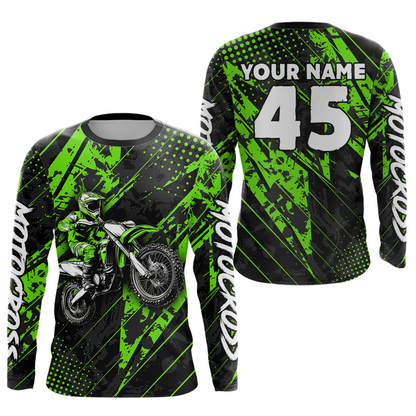Custom Green Motocross Jersey Kid Adult Dirt Bike Off-Road Shirt Motorcycle Shirt Upf30+ DNT52