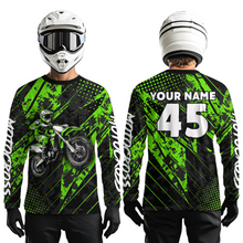 Load image into Gallery viewer, Custom Green Motocross Jersey Kid Adult Dirt Bike Off-Road Shirt Motorcycle Shirt Upf30+ DNT52