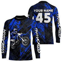 Load image into Gallery viewer, Custom Blue Motocross Jersey Kid Adult Dirt Bike Off-Road Shirt Motorcycle Shirt Upf30+ DNT52