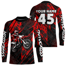 Load image into Gallery viewer, Custom Red Motocross Jersey Kid Adult Dirt Bike Off-Road Shirt Motorcycle Shirt Upf30+ DNT52