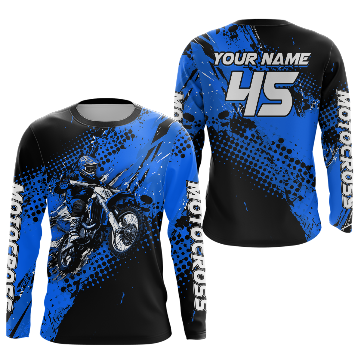 Blue Youth Dirt Bike Jersey Adult Kid Upf30+ Custom Motocross Jersey Off-Road Jersey DNT50