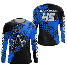 Load image into Gallery viewer, Blue Youth Dirt Bike Jersey Adult Kid Upf30+ Custom Motocross Jersey Off-Road Jersey DNT50