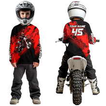 Load image into Gallery viewer, Red Youth Dirt Bike Jersey Adult Kid Upf30+ Custom Motocross Jersey Off-Road Jersey DNT50