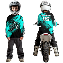 Load image into Gallery viewer, Turquoise Youth Dirt Bike Jersey Adult Kid Upf30+ Custom Motocross Jersey Off-Road Jersey DNT50