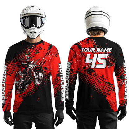 Red Youth Dirt Bike Jersey Adult Kid Upf30+ Custom Motocross Jersey Off-Road Jersey DNT50