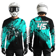 Load image into Gallery viewer, Turquoise Youth Dirt Bike Jersey Adult Kid Upf30+ Custom Motocross Jersey Off-Road Jersey DNT50