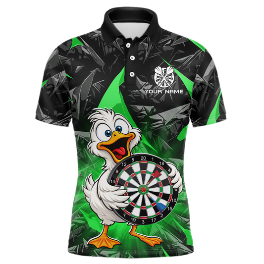 Custom Green Duck Funny Dart Shirt Dart Team Jersey for Men Dartboard Polo & 1/4Zip NNT167