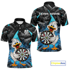 Load image into Gallery viewer, Custom Turquoise Duck Funny Dart Shirt Dart Team Jersey for Men Dartboard Polo &amp; 1/4Zip NNT167