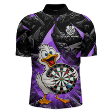 Load image into Gallery viewer, Custom Purple Duck Funny Dart Shirt Dart Team Jersey for Men Dartboard Polo &amp; 1/4Zip NNT167