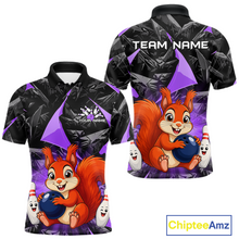 Load image into Gallery viewer, Funny Purple Squirrel Custom Bowling Jersey for Men Bowling Team Shirts Bowling League HNT302