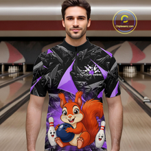 Load image into Gallery viewer, Funny Purple Squirrel Custom Bowling Jersey for Men Bowling Team Shirts Bowling League HNT302
