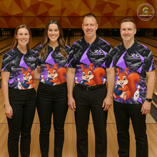 Load image into Gallery viewer, Funny Purple Squirrel Custom Bowling Jersey for Men Bowling Team Shirts Bowling League HNT302
