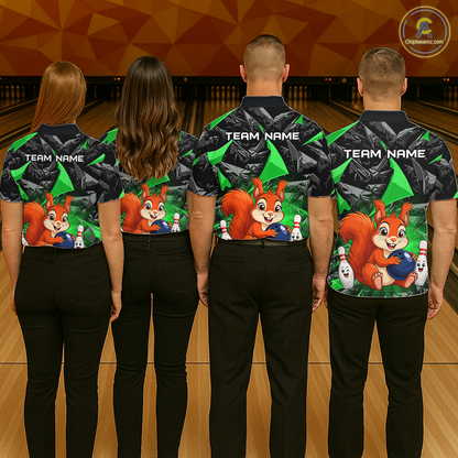 Funny Green Squirrel Custom Bowling Jersey for Men Bowling Team Shirts Bowling League HNT302