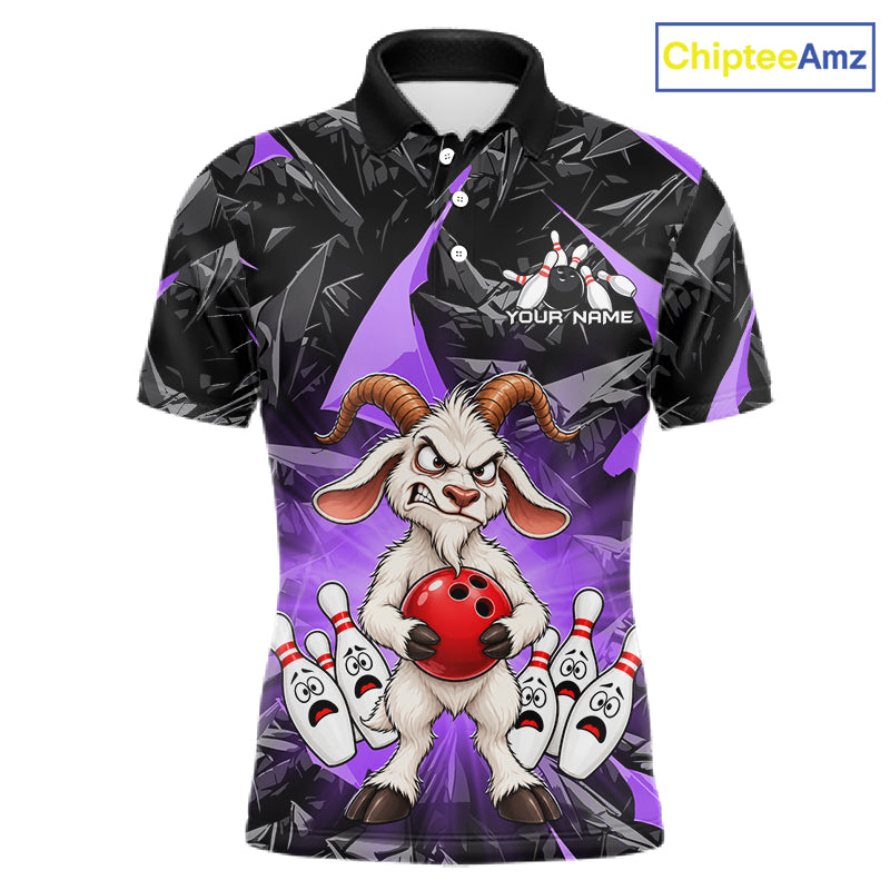 Custom Purple Funny Goat Bowling Team Shirts Bowling Jerseys for Men Bowling League with Team HNT566