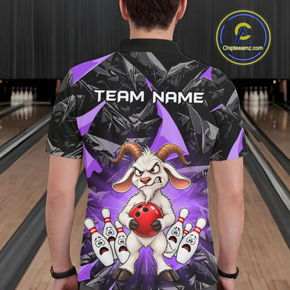 Custom Purple Funny Goat Bowling Team Shirts Bowling Jerseys for Men Bowling League with Team HNT566