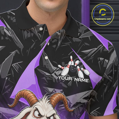 Custom Purple Funny Goat Bowling Team Shirts Bowling Jerseys for Men Bowling League with Team HNT566