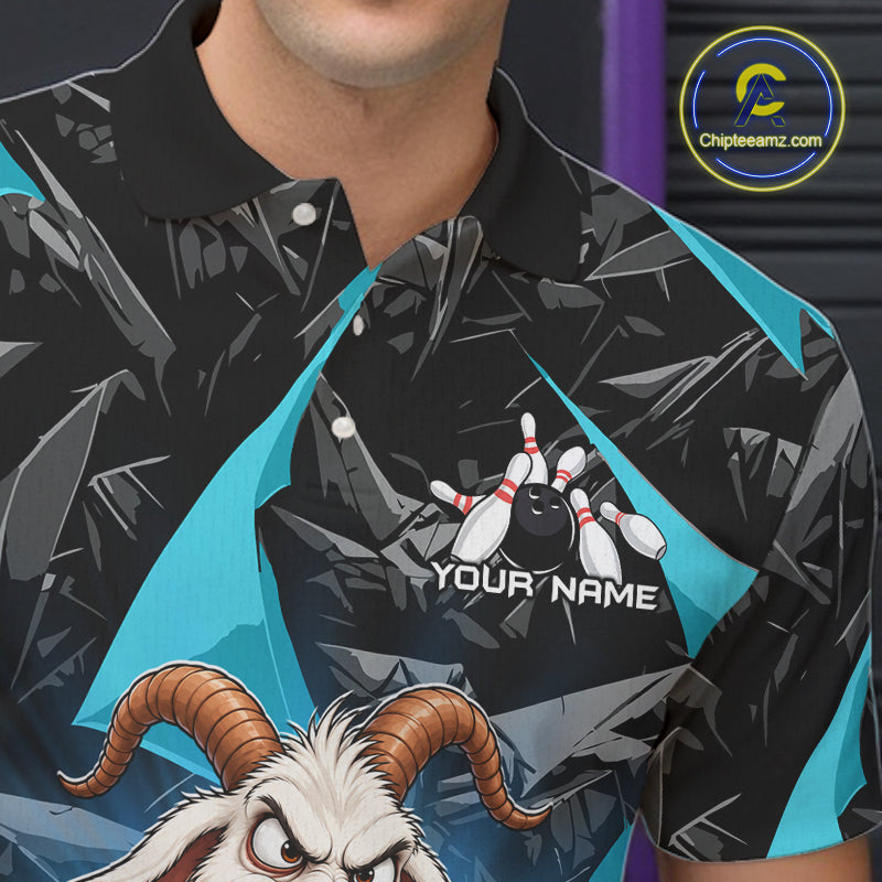 Custom Turquoise Funny Goat Bowling Team Shirts Bowling Jerseys for Men Bowling League with Team HNT566