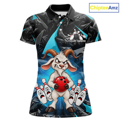 Custom Turquoise Funny Goat Bowling Team Shirts Bowling Jerseys for Women Bowling League with Team HNT566