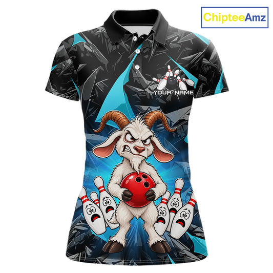 Custom Turquoise Funny Goat Bowling Team Shirts Bowling Jerseys for Women Bowling League with Team HNT566