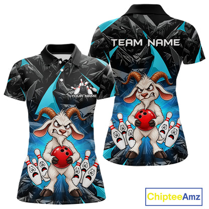 Custom Turquoise Funny Goat Bowling Team Shirts Bowling Jerseys for Women Bowling League with Team HNT566